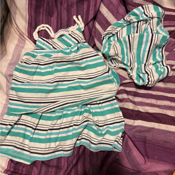 Nautica Teal and White Striped Set - Picture 1 of 2